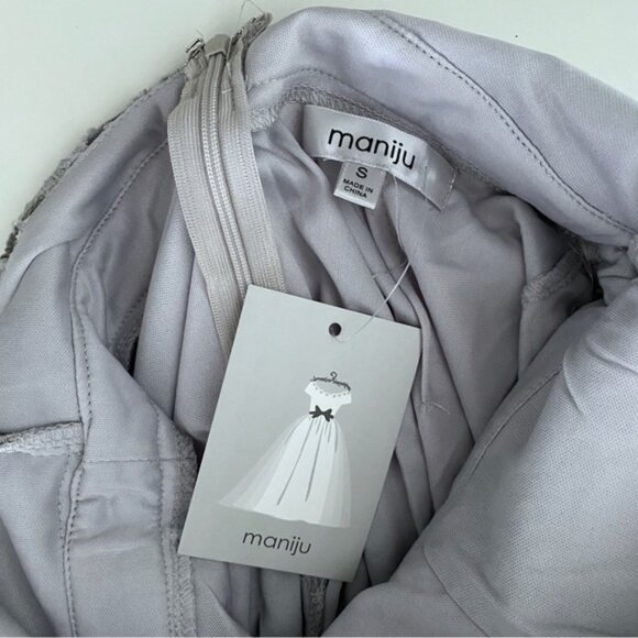 Maniju Lulus Savannah Days Short Sleeve Open Back Gown Maxi Dress Grey Gray New - Picture 12 of 16